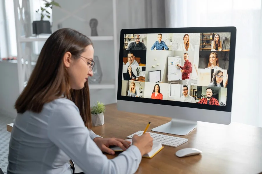 Woman on online training session