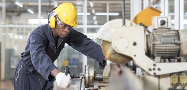 Engineer working with machinery