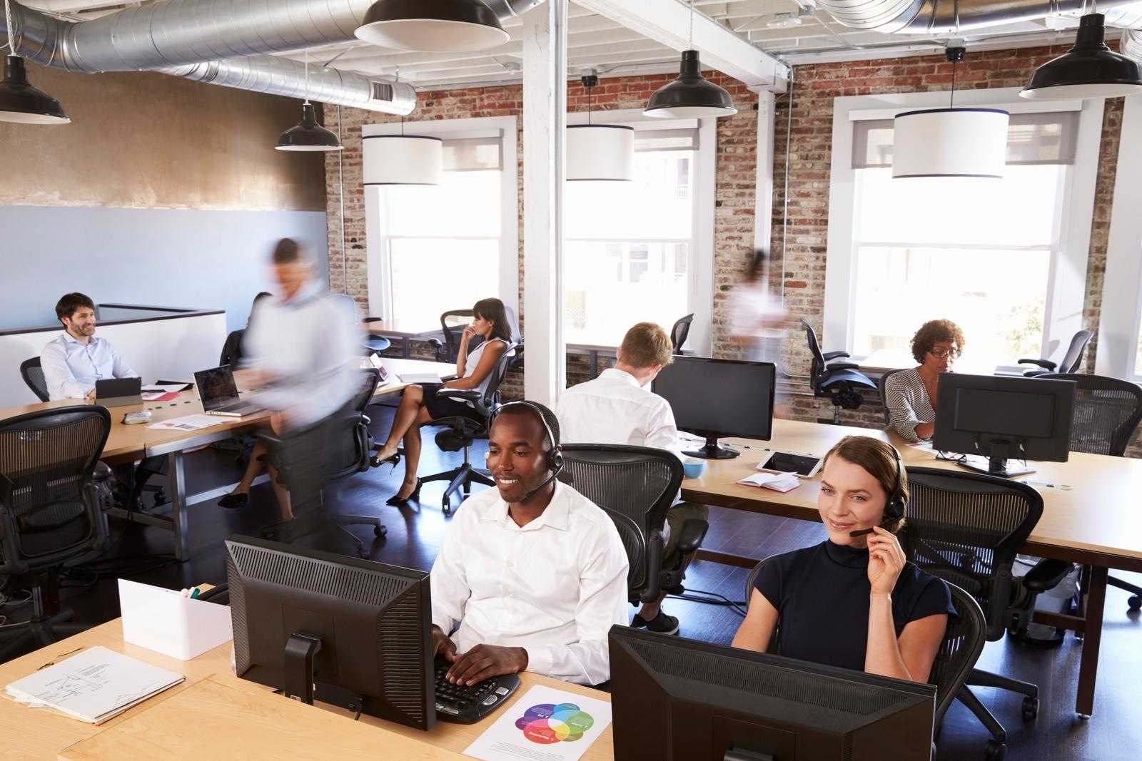 Staff in a busy customer service department