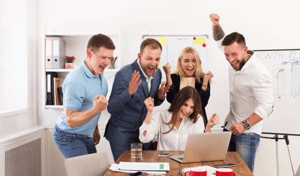 Happy successful team