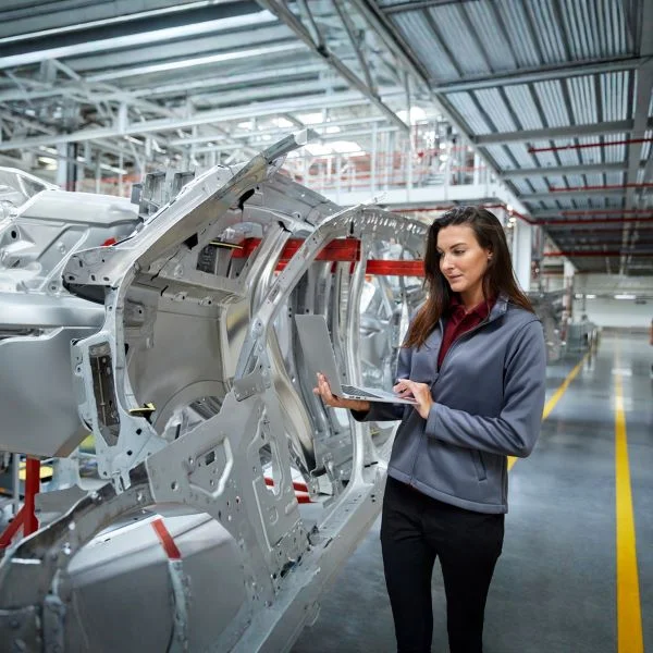 Female engineer in an automotive manufacturing plant