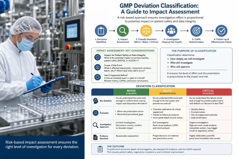 GMP Deviation Classification - A guide to impact assessment. 